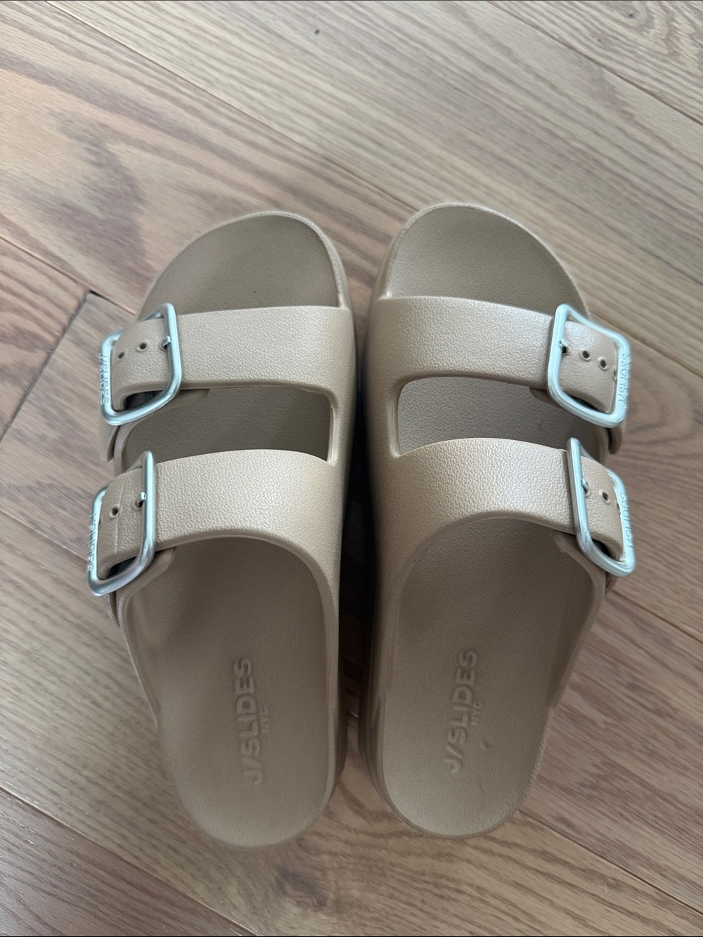 J Slides Tan Double-Buckle Slide Sandals